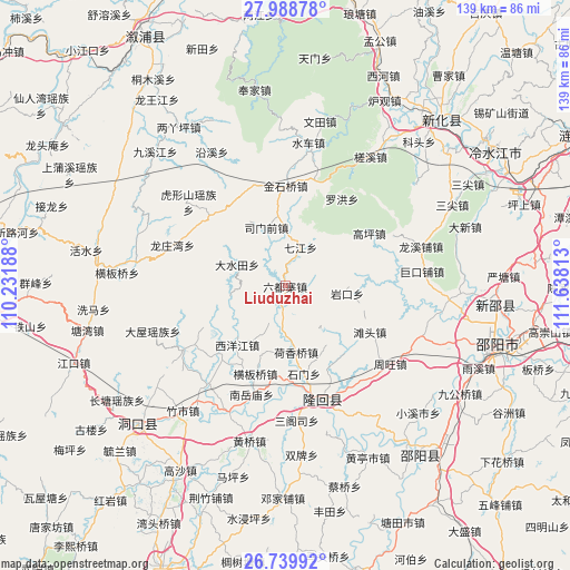 Liuduzhai on map