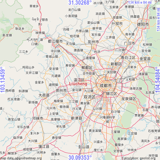 Liucheng on map
