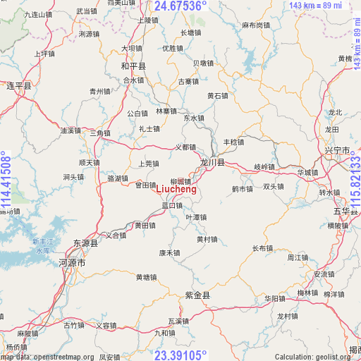 Liucheng on map