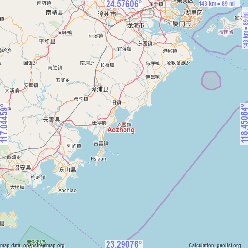 Aozhong on map