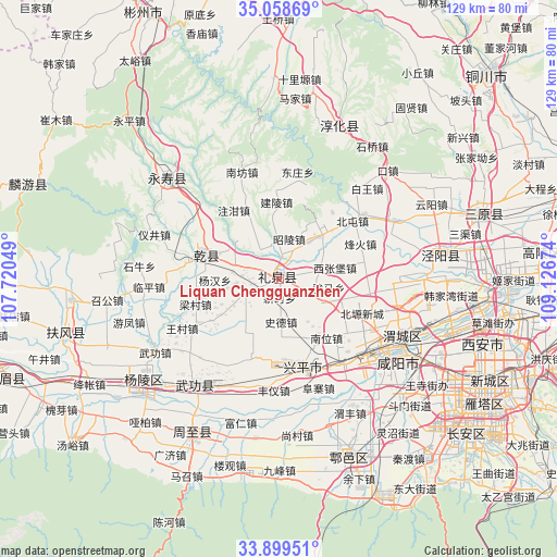 Liquan Chengguanzhen on map