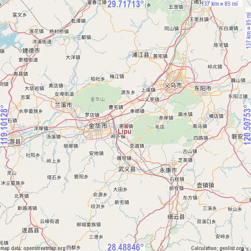 Lipu on map