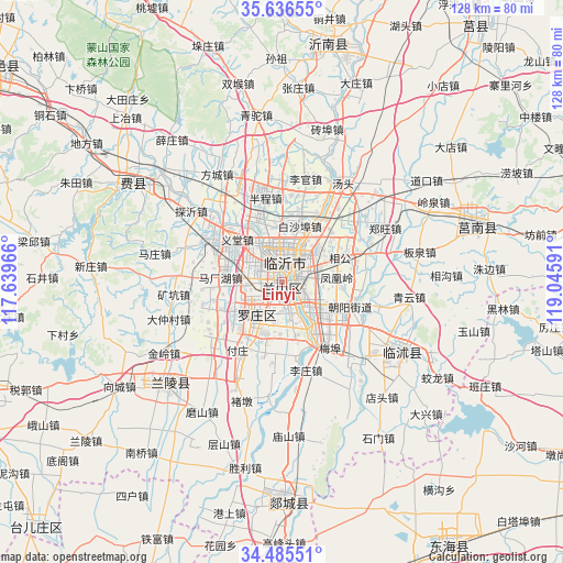 Linyi on map