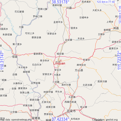 Linquan on map