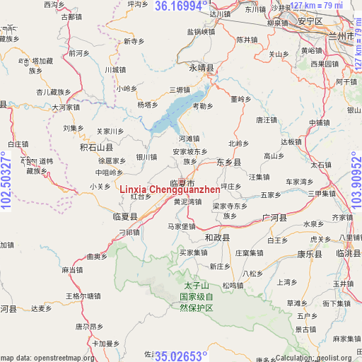 Linxia Chengguanzhen on map