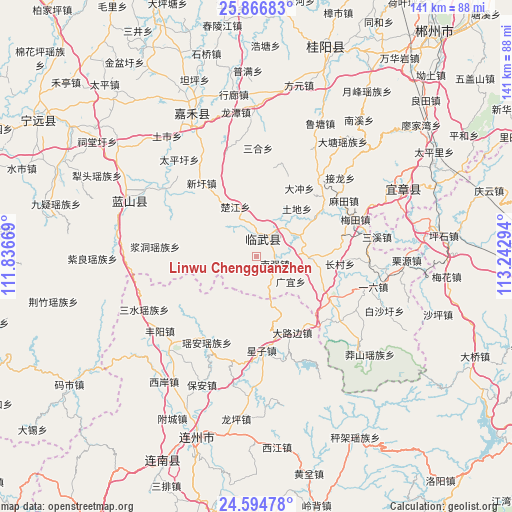 Linwu Chengguanzhen on map