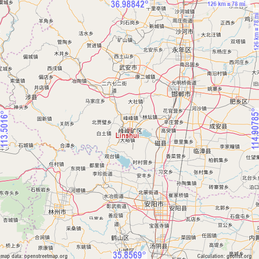 Linshui on map