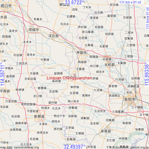 Linquan Chengguanzhen on map