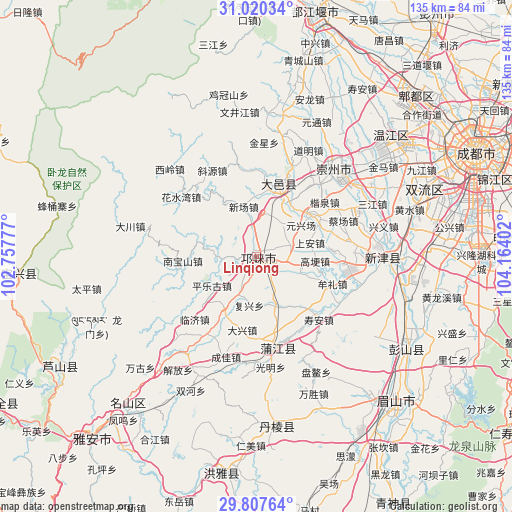 Linqiong on map