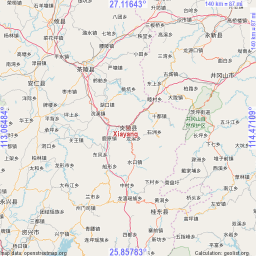 Xiayang on map