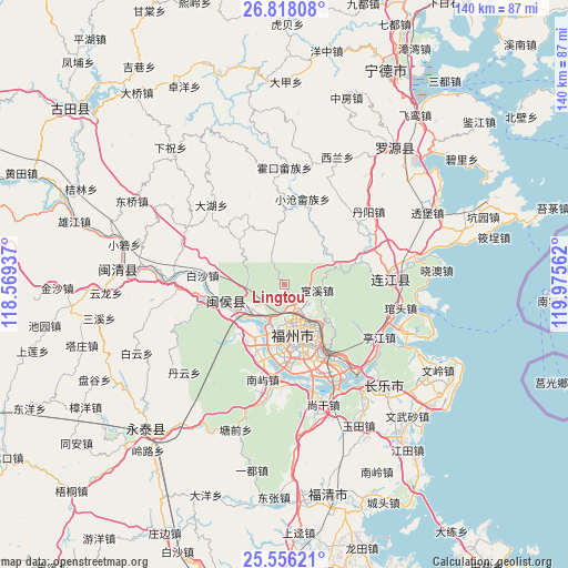Lingtou on map