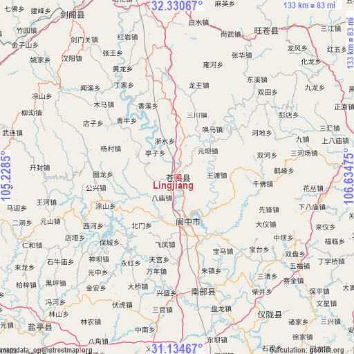 Lingjiang on map