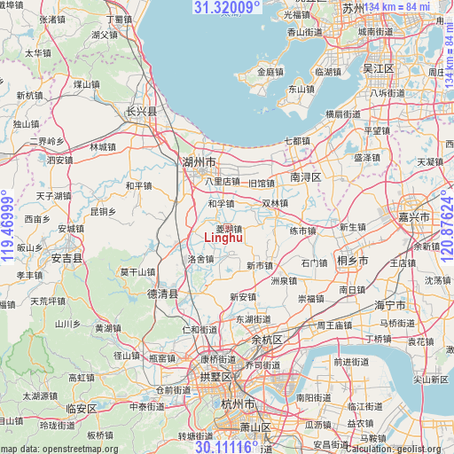 Linghu on map