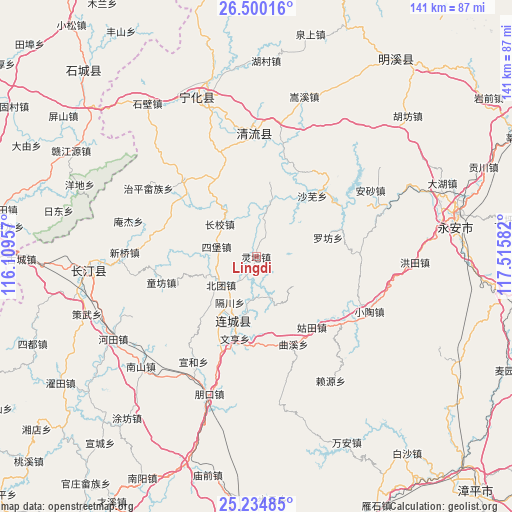 Lingdi on map