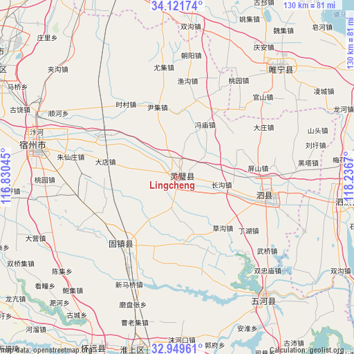 Lingcheng on map