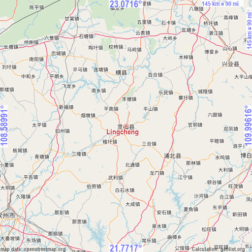 Lingcheng on map