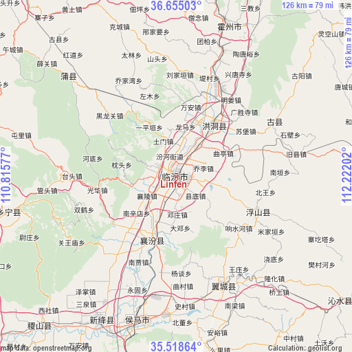 Linfen on map