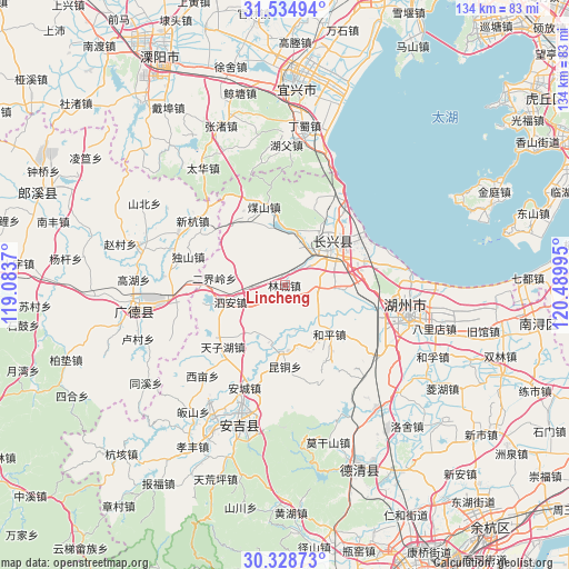 Lincheng on map