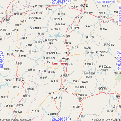 Lincheng on map
