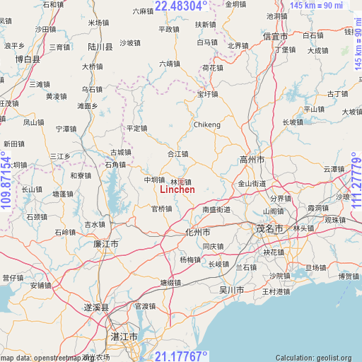 Linchen on map