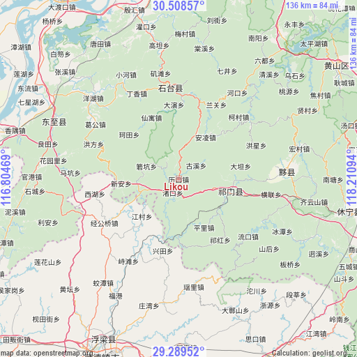 Likou on map