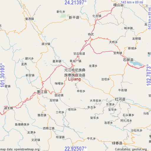 Lijiang on map