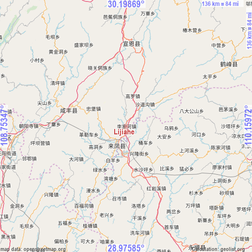 Lijiahe on map