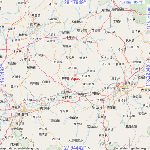 Lieqiao on map