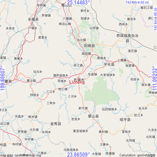 Licheng on map