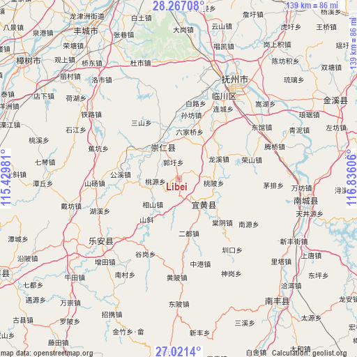 Libei on map