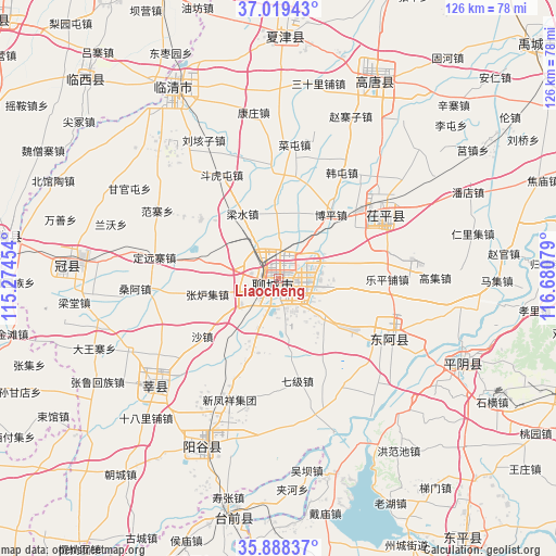 Liaocheng on map