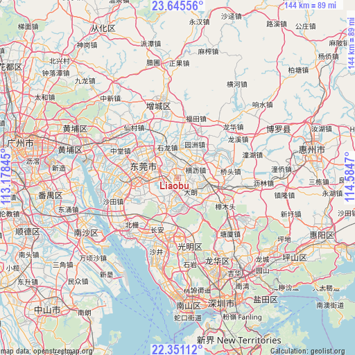 Liaobu on map