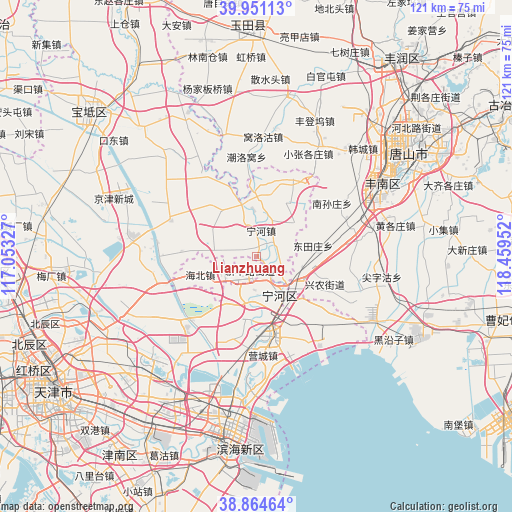Lianzhuang on map