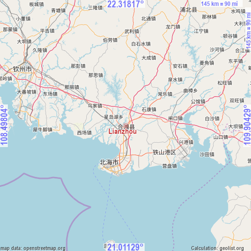 Lianzhou on map