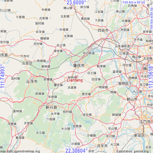 Liantang on map