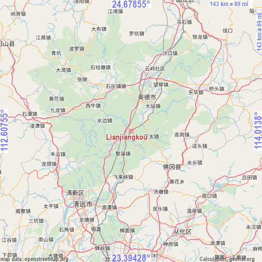 Lianjiangkou on map