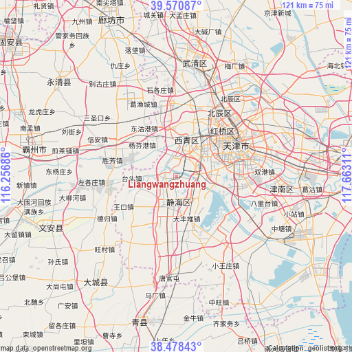 Liangwangzhuang on map