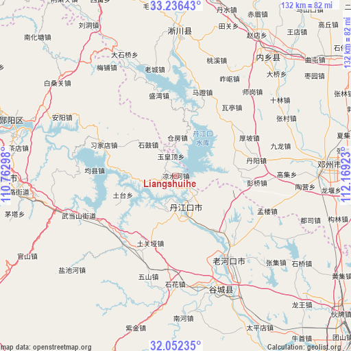 Liangshuihe on map