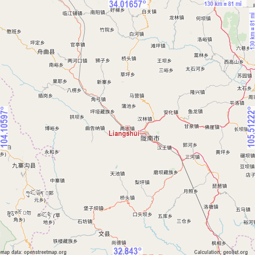 Liangshui on map