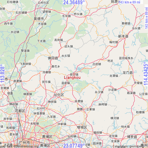 Liangkou on map