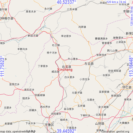 Xincheng on map