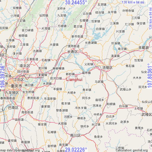 Lianghui on map