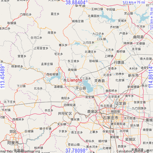 Lianghe on map