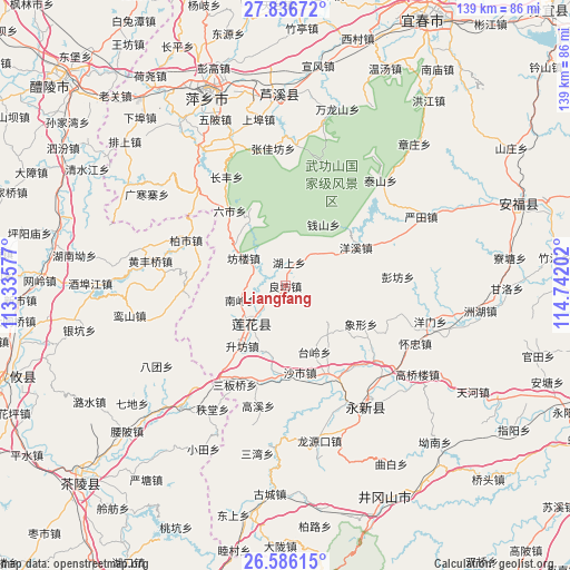 Liangfang on map