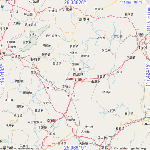 Lianfeng on map