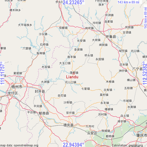 Liandu on map