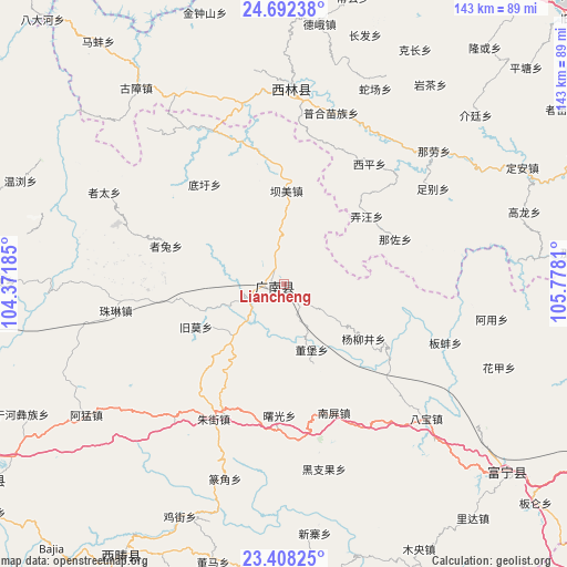 Liancheng on map