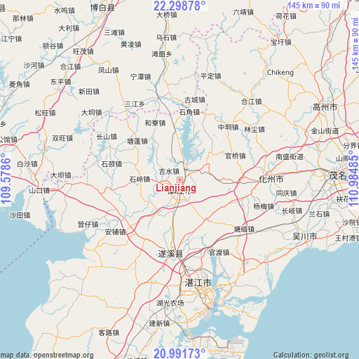 Lianjiang on map