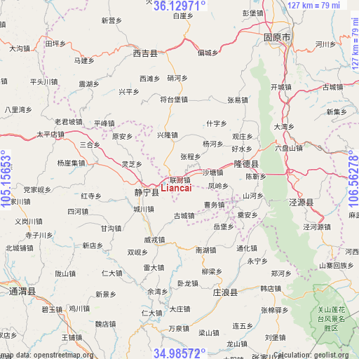 Liancai on map