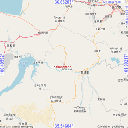 Lhakangtang on map